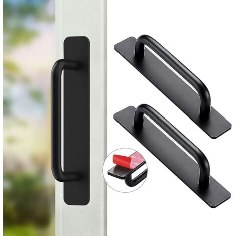 Lntyq Stück selbstklebender Möbelgriff, selbstklebende Aluminiumgriffe, Schiebetürgriffe, Schubladengriffe für Möbel, Küche, Kleiderschrank, Schlafzimmer, 148 mm (schwarz)