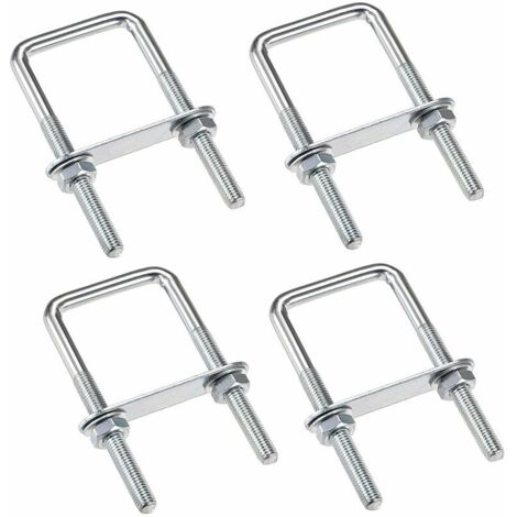 Lntyq Stück U-Bolzen m6 U-Bolzen 80 x 50 mm, Edelstahl-U-Bolzen mit Mutternplatten und Unterlegscheibe, Klemmbolzen zur Befestigung von Rohren, für Rohrdurchmesser unter 50 mm, Ve
