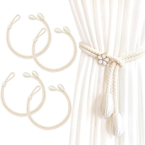 Lntyq Stück Vorhang-Raffhalter, große Vorhang-Raffhalter mit Perlen, Vorhanghalter, Vorhang-Raffhalter, Vorhanghalter (Beige)