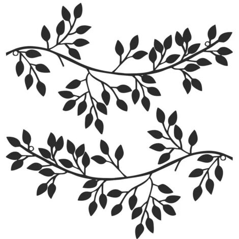 Lntyq Stück Wanddekoration aus Metall in Form eines Baumblatts, Weinreben, Olivenblatt, Wandkunst, Hängedekoration aus schwarzem Eisen, Geschenkdekoration für drinnen und draußen, Schlafzimmer, Wohnzi
