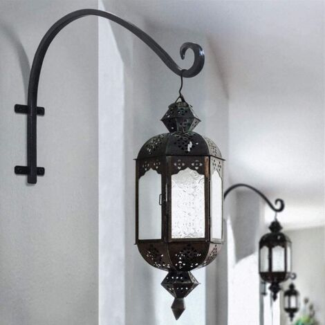 Lntyq Stück Wandhalterung für Pflanzen, Pflanzenaufhänger für den Außenbereich, Haken für Hängekörbe, stabile Stützhalterung für Vogelhäuschen aus Schmiedeeisen usw. (schwarz)