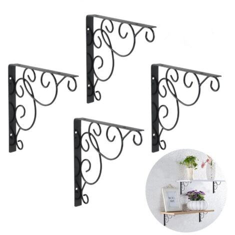 Lntyq Stück Wandregalhalterungen, 20 cm x 20 cm Metall-Wandregalstütze, dreieckige Halterung für Küche, Werkstatt, Geschäft (schwarz)