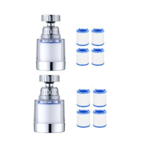 Lntyq Stück Wasserhahn Wasserfilter, Anti-Kalk Wasserhahn Filter, mit 8 Stück PP Baumwolle Filterelement und Universal Adapter für Spüle, Küche, Bad