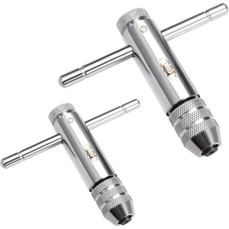 Lntyq STÜCKE Ratschen-Windeisen Verstellbarer T-Griff Ratschen-Windeisenhalter M3-M8/M5-M12 Gewinde-Windeisen Handgewindeschneidzubehör