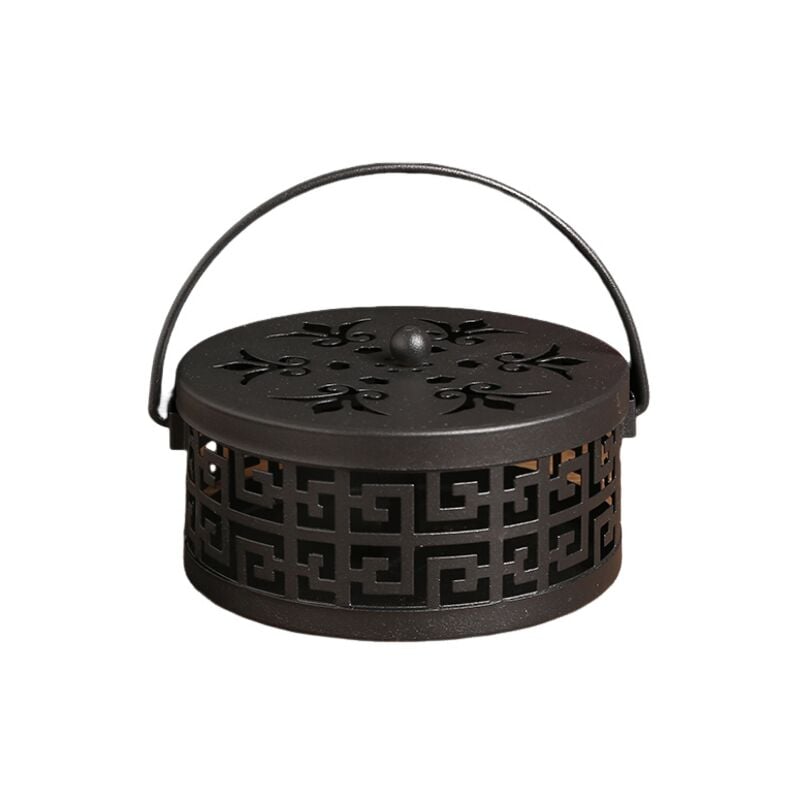 Lntyq - Support de Bobine de Moustique Classique, Porte-encens Portable en métal, Support de Bobine Anti-Moustique avec poignée et Couvercle, Encens