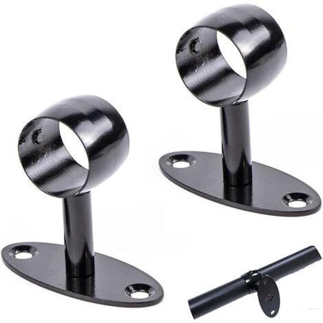 Lntyq Support de Main Courante, Support de Rampe Escalier Mural en Acier Inoxydable pour les Cages D'escalier, Couloirs, Salles de Bain, Intérieure et Extérieure Ø 33 mm, 2 Pièces, Noir