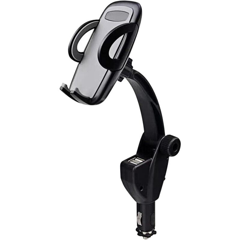 Lntyq - Support de téléphone de voiture, chargeur de voiture double usb 2 en 1 avec support de montage réglable, support universel pour allume-cigare