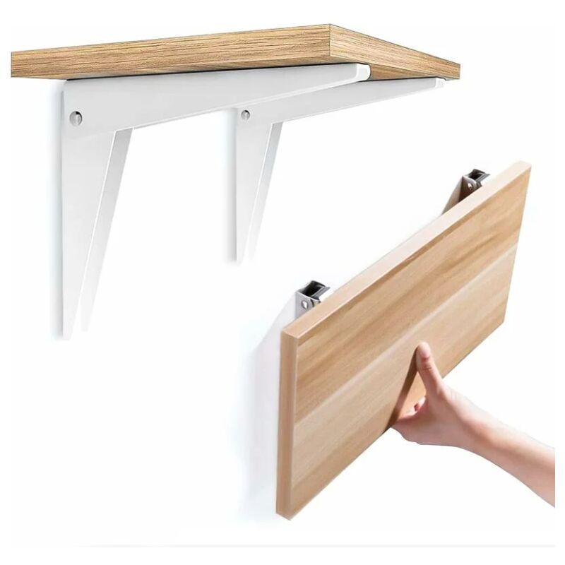 Lntyq - Support Mural Pliant 2 pièces, Équerre Étagère Supports d'étagère Équerre Repliable Rabattable en Métal Support Garage Console Pliante diy