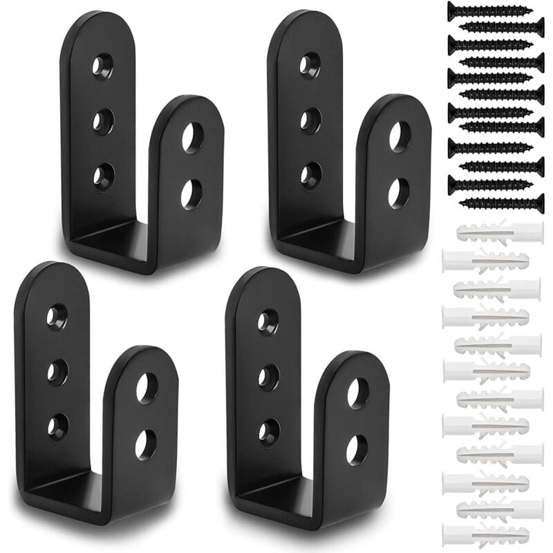 Lntyq - Supports de Barricade de Porte 2x4, u Support pour la Barre Ouverte pour les Verrous de Porte Renforcés, Support de Sécurité Résistant à