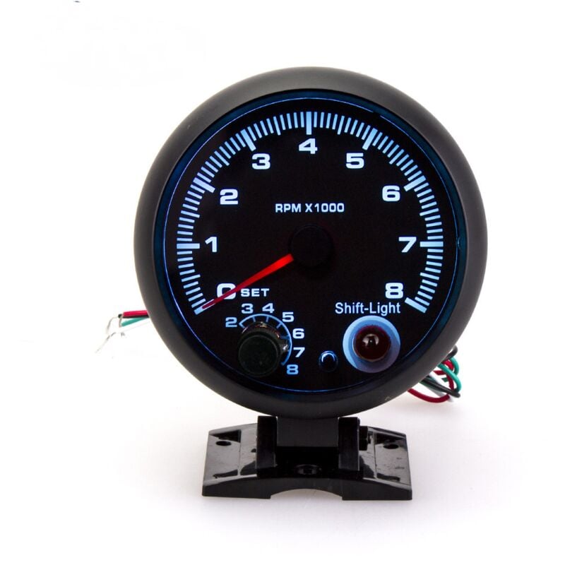 Lntyq - Tachymètre universel rétroéclairé à led 12 v avec lumière de changement de vitesse bleue pour voiture à essence, 0-8000 tr/min