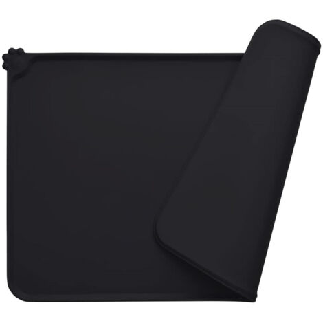 Lntyq Tapis d'alimentation pour animaux de compagnie, tapis de gamelle pour chat en silicone imperméable antidérapant, noir
