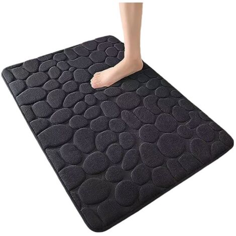 Lntyq Tapis de sol de salle de bain, tapis de sol absorbant de salle de bain, noir 40x60cm