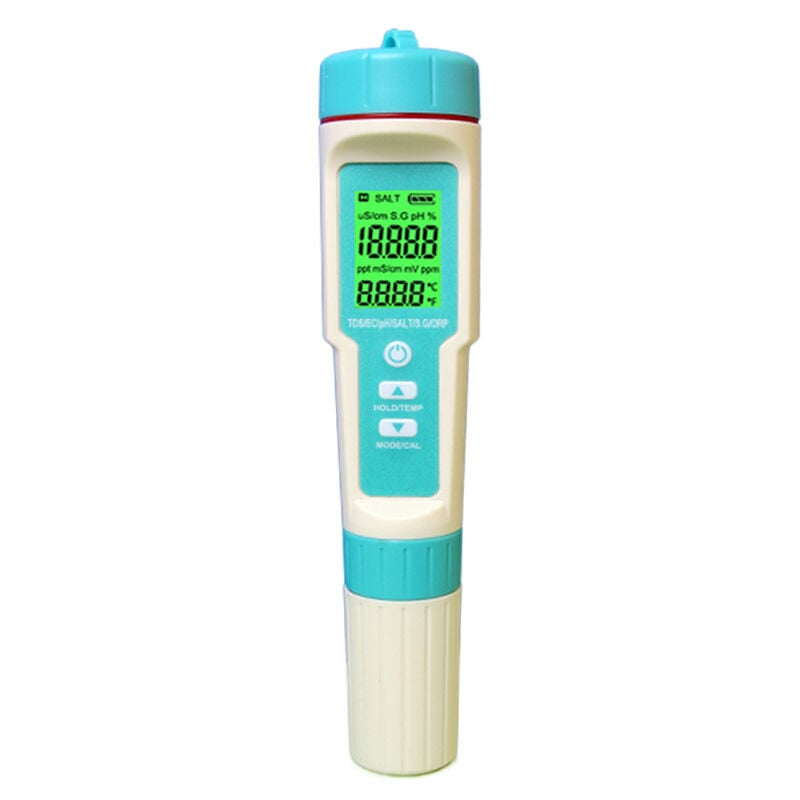 Lntyq - Testeur De Qualité de L'eau, Testeur ph Mètre 7 en 1 et ph/tds/salt/orp/s.g/temp/ec, PH-mètre Avec Écran lcd, Pour Eau Potable, Piscine,