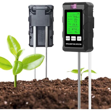 Lntyq Testeur de Sol Multifonction 6 in 1 für Pflanzen mit Luftfeuchtigkeit, Fruchtbarkeit, PH, Temperatur, Soleil-Leuchte, Luftfeuchtigkeit, Hygromètre für den Garten