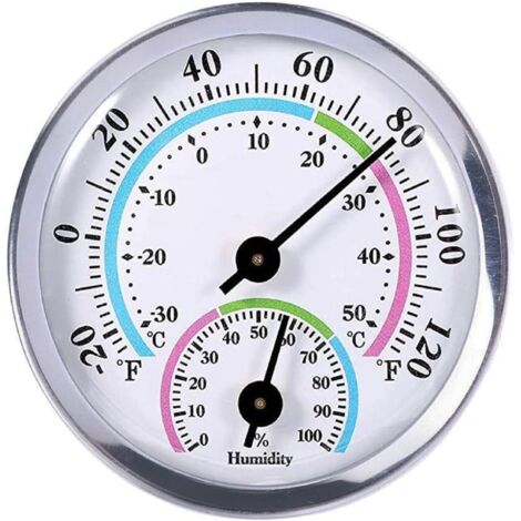 Lntyq Thermometer, 2-in-1 analoges Hygrometer und Thermometer, 5,7 cm Mini-Thermometer, Innenthermometer und Innenhygrometer, Feuchtigkeitsmonitor für Gewächshaus, Zuhause, Büro