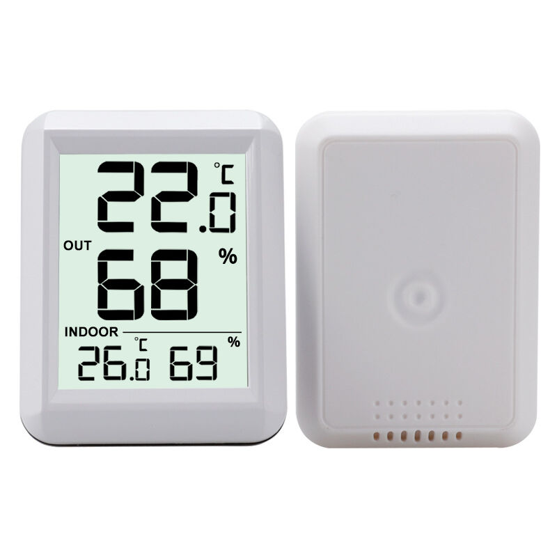 Lntyq - Thermomètre Intérieur et Extérieur, Thermomètre Connecté avec Capteur Extérieure sans Fil, Thermomètre Hygrometre Numérique avec Grand Ecran