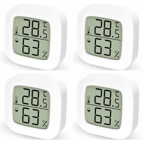 Lntyq Thermometre Interieur Maison Lot de 4 Thermometre Hygrometre Numérique,Thermomètre Digital pour Chambre à Coucher