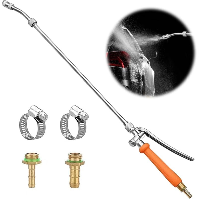 Lntyq - Tige de pulvérisation de 73 cm – Tige de pulvérisation réglable de rechange universelle – Acier inoxydable 1/4' 3/8' Crochet barbelé en