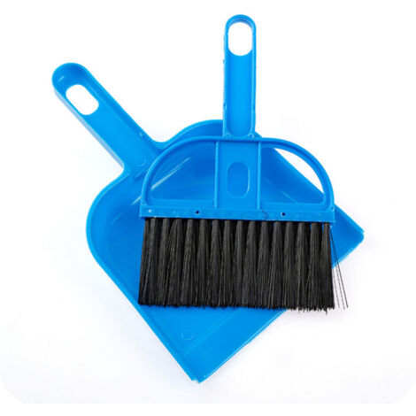 Lntyq Tragbare Mini-Kehrschaufel/Kehrschaufel mit kleinen Haaren, weich/Reinigungswerkzeug für Zuhause, Küche, Schlafzimmer, Büro (blau)