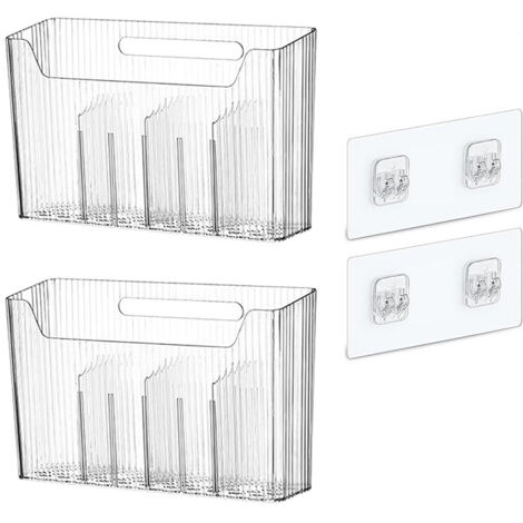 Lntyq Transparenter Wandorganizer für die Küchenunterseite, 2 Aufbewahrungsboxen für schmale Nischen – PET-Material, 26,4 x 16,7 x 7 cm