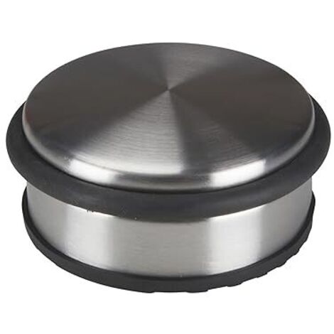 Lntyq Türstopper Edelstahl Türkeil Rund Bodentürstopper Türblock Bodentürstopper Stopper ohne Bohren Rutschfest Gummi Silbergrau 10x4,5cm