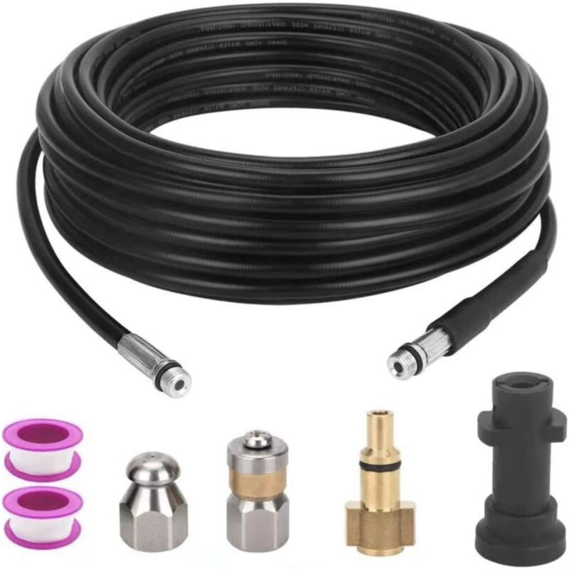 Lntyq - Tuyau de débouchage de tuyau 10M pour Kärcher, kit de nettoyage de tuyau de vidange de nettoyeur haute pression pour Kärcher série K2-K7 et