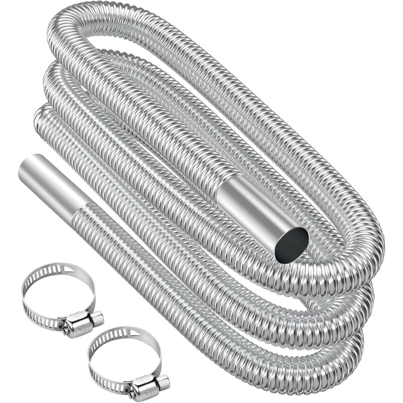 Lntyq - Tuyau d'échappement, 300cm Portable Flexible Tuyau d'échappement en Acier Inoxydable avec 2 Colliers en Acier IOnoxydable, Tuyau