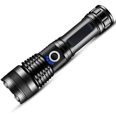 Lntyq Ultrastarke LED-Taschenlampe, wiederaufladbar, 10.000 Lumen, taktisch, USB 5 Modi, IPX5 wasserdicht, zoombar und stoßfest