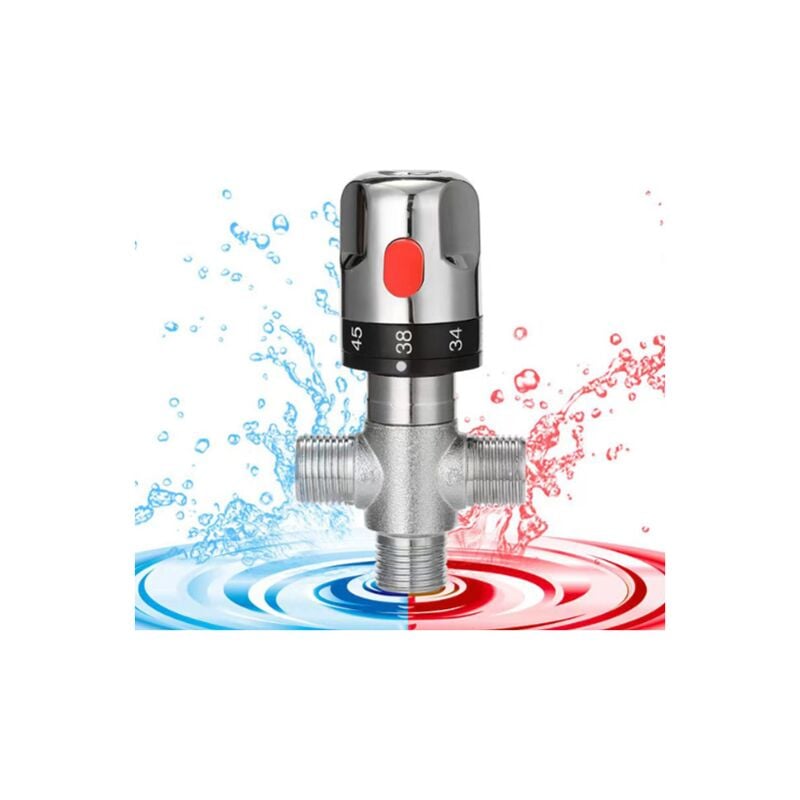 Valves de dérivation de douche, robinet mélangeur thermostatique G1/2 en laiton massif pour système de douche, contrôle de la température de l'eau,