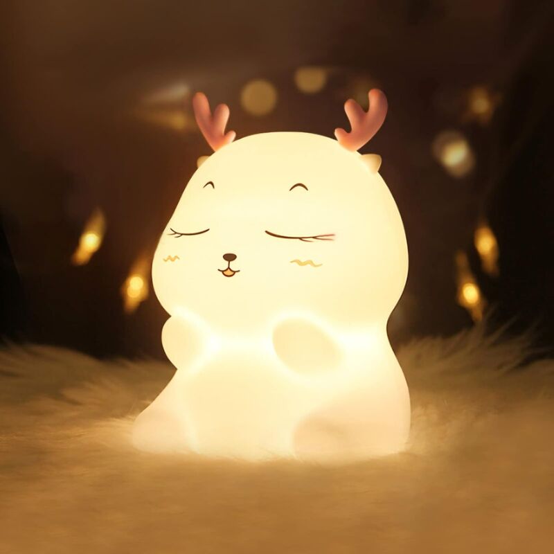 Lntyq Veilleuse Enfant Rechargeable Veilleuse Bébé Lampe, 7 Couleurs LED Veilleuse Filles, Silicone Lampe de Chevet Tactile pour Enfants Adulte