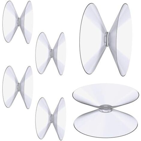Lntyq Ventouses Double Face, 6 Pièces 4 cm Ventouses Transparentes, Extra Fortes PVC Plastique Suspension Rideau Isolant Ventouse pour Miroir De Table En Verre, Miroir de fenêtre de salle