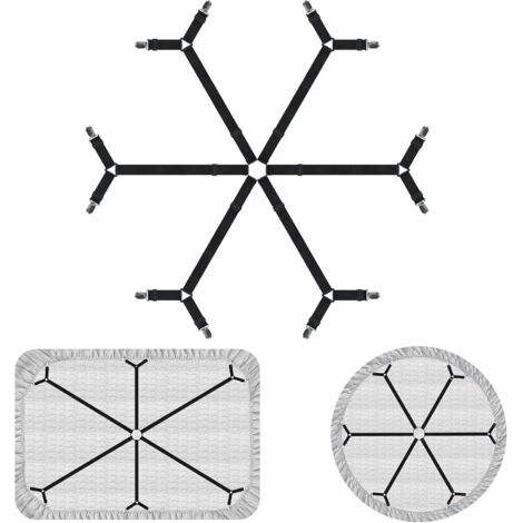 Lntyq Verbesserte elastische Kreuz-Bettlakenverschlüsse, 6-fach verstellbare Kreuz-Bettlakenhaltergurte, Spannbettlakenklammern für Einzel-, Queen- und King-Size-Matratzen (schwarz)