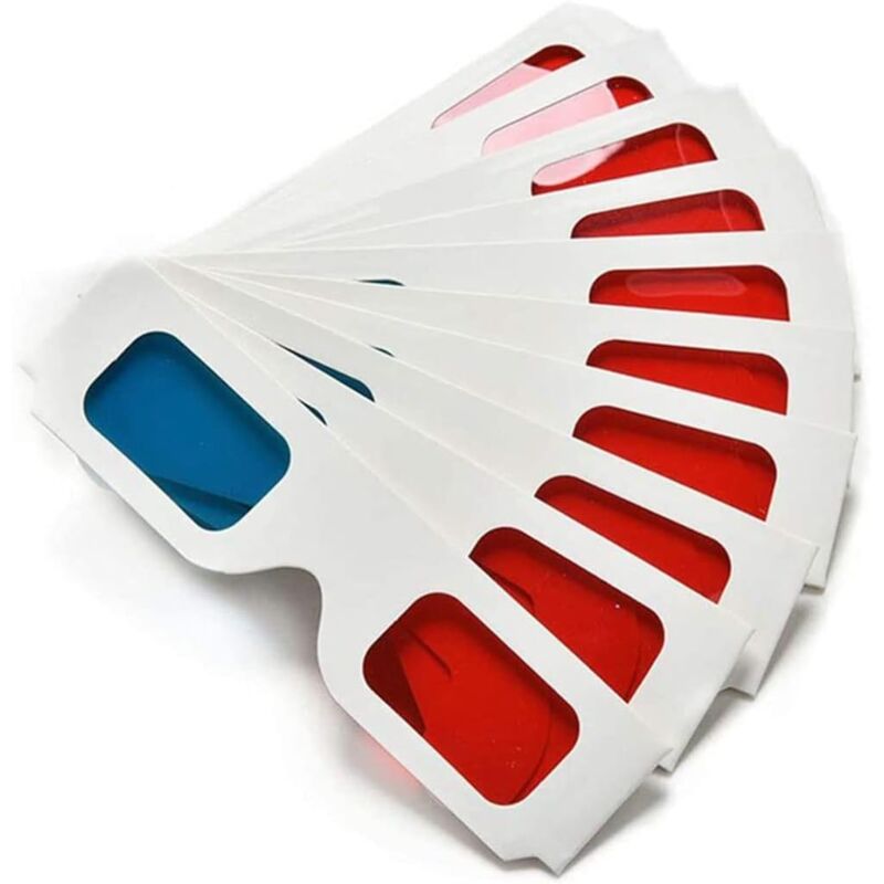 Verres en Papier 3D, anaglyphe Rouge et Cyan, Cadre en Carton Blanc, 50 Paires - Lntyq