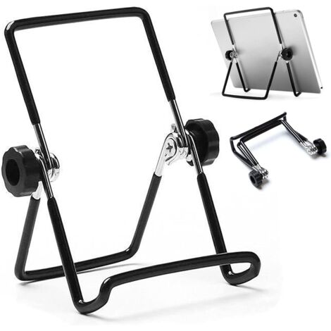 Lntyq Verstellbarer Tablet-Ständer, iPad-Ständer, faltbarer tragbarer Telefonhalter, Schreibtisch-Dock für iPad, iPad Pro, Air, Samsung, Kindle Fire, Switch, Bilderrahmenhalter (groß, schwarz)