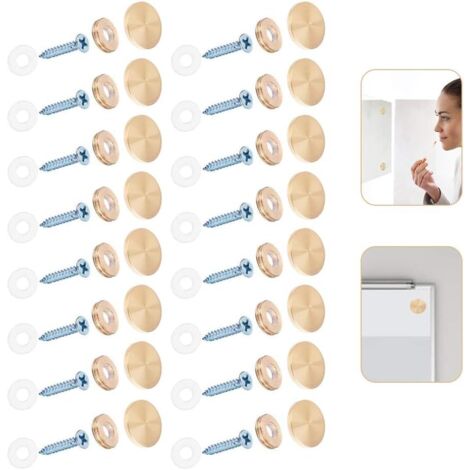 Lntyq Vis de miroir, 16pcs capuchons à vis, vis de miroir de 16 mm couvercle de capuchons décoratifs, clous de miroir décoratifs, clous de miroir en acier inoxydable pour tableaux de miroirs