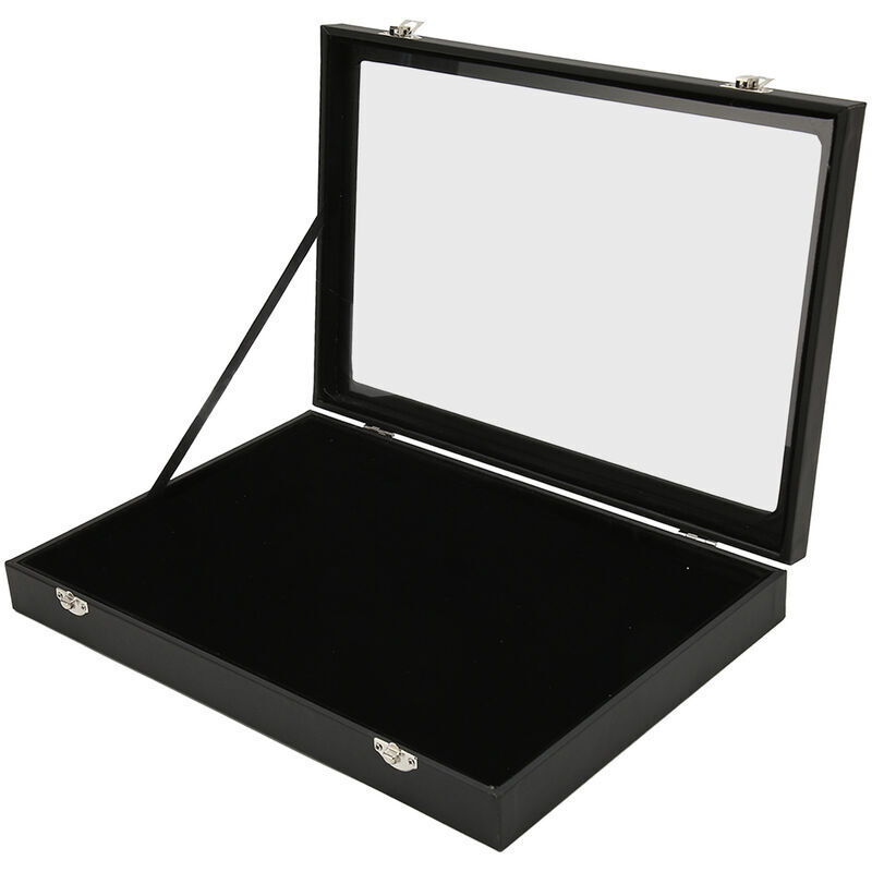 Vitrine à épingles Bote d'ombre à épingles anti-poussière transparente pour médaille militaire Collection de badges à épingles en cuir pu noir,