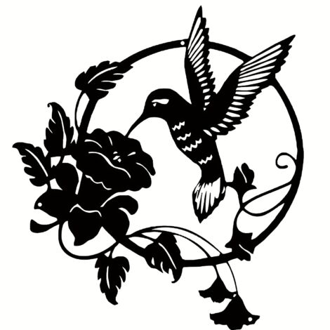 Lntyq Vogelsilhouette aus Metall, Wanddekoration aus Metall, Metallskulptur, runde Wanddekoration, Wandbehang für Zuhause, Büro, Wohnzimmer, Hoteldekoration