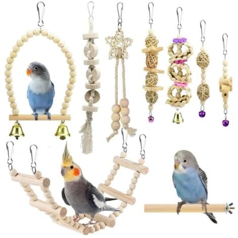 Lntyq Vogelspielzeug, Wellensittichspielzeug, Vogelkäfig-Zubehör, Papagei-Kauschaukel, Hängesitzstange, Hängematte, Kletterleiter für Wellensittiche, Sittiche