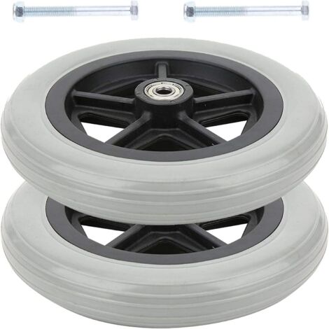 Lntyq Vorderräder für Rollstühle, klein, verschleißfest, Gummiräder für Rollstühle für Senioren und Menschen mit Behinderung, Vollgummiräder als Ersatz, 2 Stück, grau, 17 cm (7 Zoll)