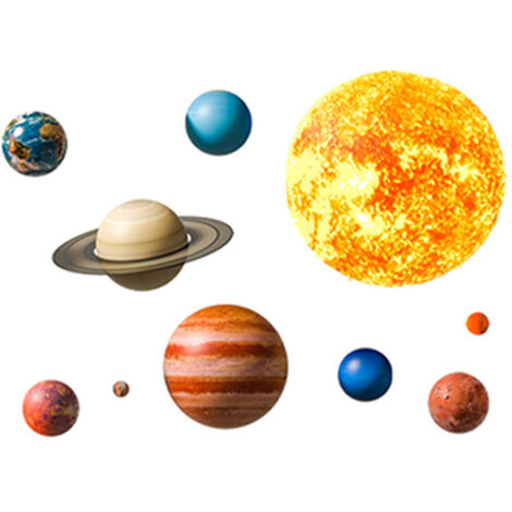 Lntyq Wandaufkleber mit Planeten des Sonnensystems für Kinder, Esszimmer, Wohnzimmer, Dekoration, Wandtattoos, Heimdekoration, Kinderzimmer-Wanddekoration