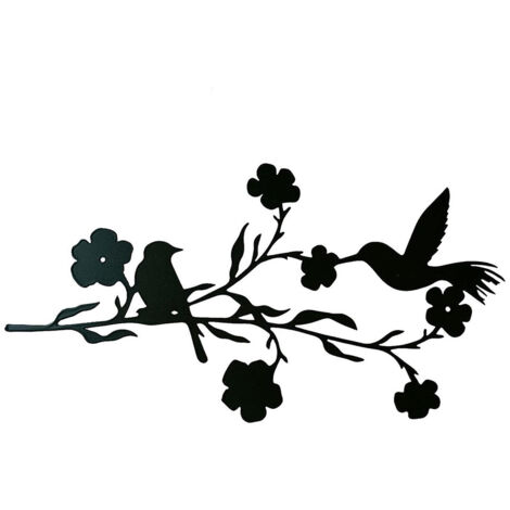 Lntyq Wanddekoration aus Metall – Vogel auf Ast – Kunstsilhouette – Wanddekoration aus schwarzem Metall – Wandkunst für Zuhause, Schlafzimmer, Wohnzimmer, Küche, Garten