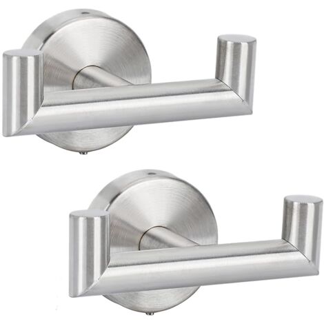 Lntyq Wandhaken, 2 Stück Badezimmer-Handtuchhaken, Wandgarderobe, einschraubbarer Wandhaken, Edelstahl-Handtuchhaken, Badezimmerzubehör (Silber)