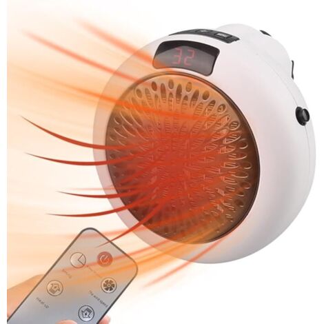 Lntyq Wandleuchte „Radiateur Soufflant“, elektrischer Mini-Chauffage mit Fernbedienung, Wandleuchte „Radiateur Soufflant Salle de Bain“, 400 W elektrischer Chauffage für Bad, Zimmer, Maisonette