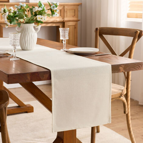 Lntyq Waschbarer, beigefarbener Tischläufer für den Herbst, ideal für Zuhause, Feiertage und Partys, 30 x 140 cm