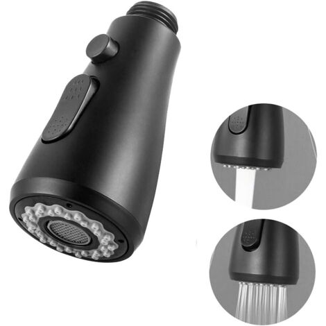 Lntyq Wasserhahn-Sprühkopf, 2 Modi, verstellbare herausziehbare Brause, Küchenspüle-Spray für Küchenarmatur, Badezimmer, WC-Ersatz, 1/2-Zoll-Schnittstelle (schwarz)