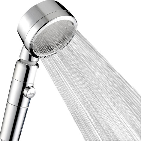 Lntyq Wassersparender Duschkopf mit Filter, 3 Strahlarten und Brausekopf mit Stopptaste, wassersparendes Hochdruckgebläse, Chrom