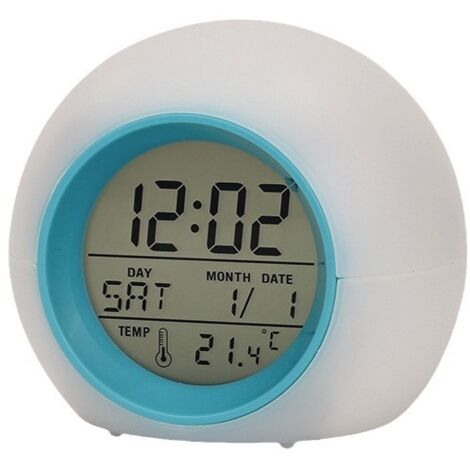 Lntyq Wecker mit Farbwechsel für Kinder, multifunktionales Wecklicht, Digitalanzeige, Thermometer, Timer mit Schlummerfunktion, Dekoration für Schlafzimmertisch und Schreibtisch, 8,5 x 8,5 x 8 cm