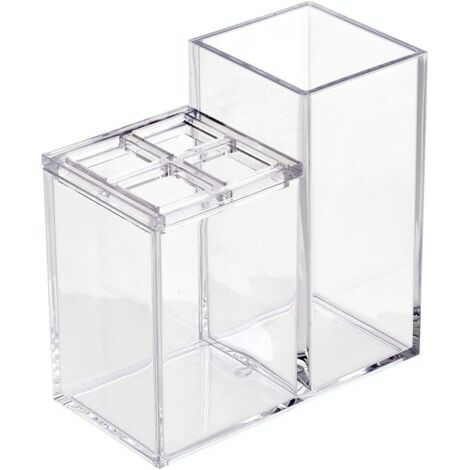 Lntyq Zahnbürstenhalter, Badezimmeraufbewahrung aus Kunststoff für 4 Zahnbürsten und Zahnpasta, praktischer Zahnbürstenhalter für Waschbecken oder Schrank, transparent