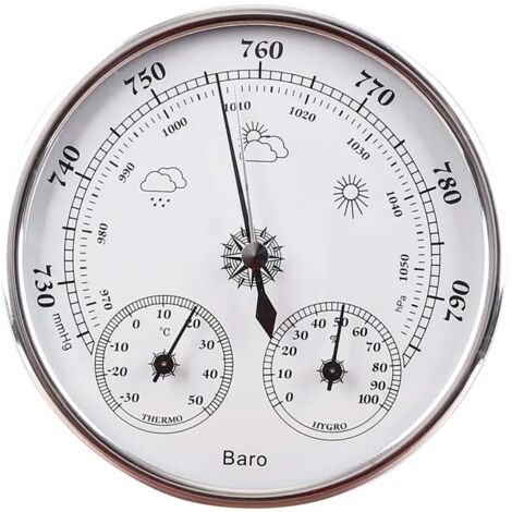 Lntyq Zifferblatt Thermometer Hygrometer mit 130mm Thermometer Hygrometer und Atmosphärendruck Barometer Thermometer Hygrometer mit Rahmen