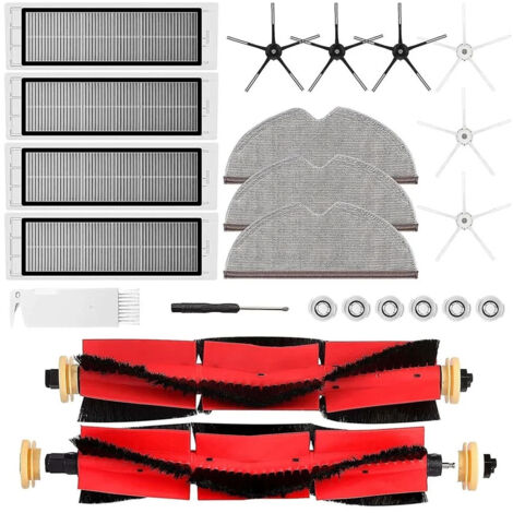 Lntyq Zubehör-Set für Xiaomi Roborock S50, S51, S6, S4, Roboter-Staubsauger, Ersatzteile, 23 Packungen, Hauptbürste & Filter & Seitenbürste